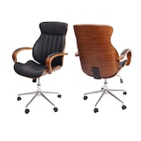 thumbnail of Sedia da ufficio HWC-H39, sedia da scrivania girevole sedia executive, ecopelle effetto legno di noce certificata FSC® ~ nero