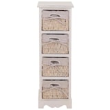 thumbnail of Scaffale cassettiera con 4 ceste shabby vintage legno di paulonia 28x25x74cm bianco