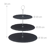 thumbnail of Relaxdays Etagere, 3 Etagen, Schiefer, Kuchen, Snacks, Obst, Metallgriff, Servierständer, HxD 34x30 cm, anthrazit/silber
