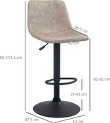 thumbnail of Barhocker 2er Set drehbar höhenverstellbar Beige 42x48x112 cm mit Fußstütze Kunstleder Retro Design Stahlgestell stabile Rundbasis