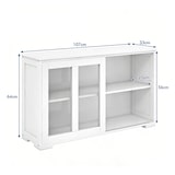 thumbnail of COSTWAY Sideboard, Küchenschrank mit Glasschiebetüren und verstellbarem Einlegeboden, 107 x 33 x 64 cm, Holz (weiß)