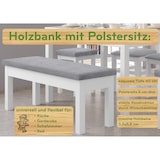 thumbnail of Sitzbank Küchenbank Kiefer weiß massiv Holzbank Polsterbank 120x40, grau 90.71-39WP21