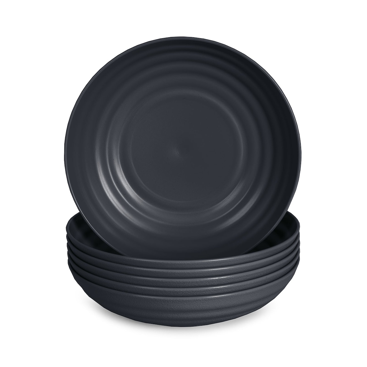 Plastic Forte - Juego de 6 Platos Classic Semi Hondos 19 cm Reutilizables. Ideal Fiestas. Grafito