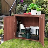 thumbnail of COSTWAY Mobiletto da giardino in legno, armadio per esterni, 77 x 56 x 72 cm, armadio porta attrezzi con doppie ante e maniglie