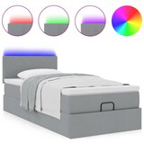 thumbnail of vidaXL Ottoman-Bett mit Matratze & LEDs Hellgrau 90x190 cm Stoff