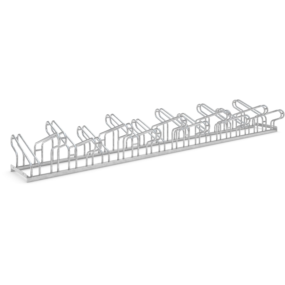 Fahrradständer 1170 für 20 Fahrräder | beidseitig zur Freiaufstellung | extra Schutz gegen Umfallen und Umdrücken | Abwechselnde Hoch-/Tiefeinstellung