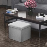 thumbnail of Intirilife Faltbarer Sitzhocker 38x38x38 cm in ALASKA GRAU - Sitzwürfel Fußhocker mit Stauraum und Deckel aus Stoff in Leinen Optik