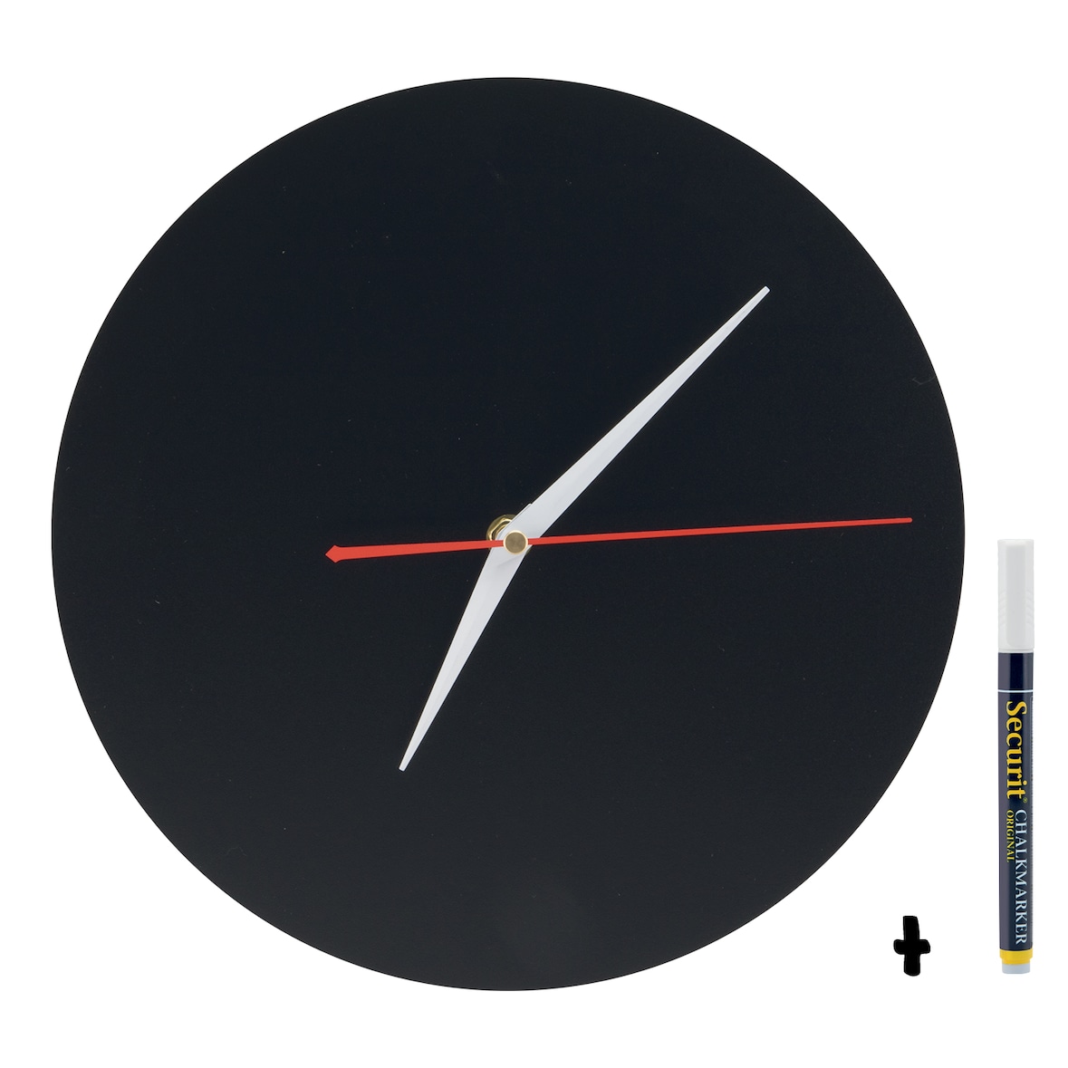 Securit® Silhouette Ardoise ''Horloge'' – Feutre-Craie Inclus + Kit de Fixation – 29x29 cm