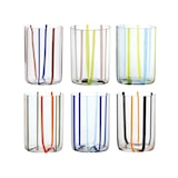 thumbnail of Assortiment Tirache Zafferano glas in tweekleurig borosilicaatglas Groen-amethist doos à 6 stuks
