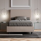 thumbnail of Cama sin somier acolchada 140x200 cuero sintético gris paloma Focus