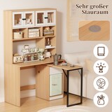 thumbnail of Schreibtisch mit Hochschrank, 110x55x180 cm, Swivel Desk, Acryltüren, Stauraum mit Kabelloch-Design, für Büro und Arbeitszimmer, Natur+Weiß