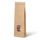 thumbnail of greenbox - Blockbeutel m. Fenster XS, 7,5 x 4,5 x 24 cm, PP-Folie, braun, Clipband, Kraftpapier, 500 St.