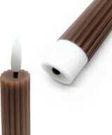 thumbnail of Relaxdays LED Stabkerzen, 2er Set, HxD: 25 x 2 cm, flackernde Flamme, Echtwachs, Rillen, flammenlose Kerzen, coffee
