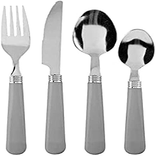 Home Servizio Posate 24 Pezzi Good, in Acciaio Inox, Manico in Plastica, Grigio