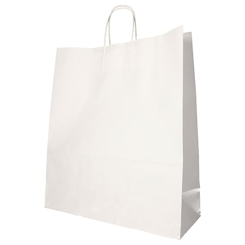 PAPSTAR 25 Tragetaschen, Papier 41 cm x 35 cm x 14 cm weiss mit gedrehtem Tragegriff