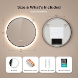 thumbnail of Mirlux Badkamerspiegel met LED Verlichting & Verwarming – Wandspiegel Rond – Anti Condens Douchespiegel - Mat Zwart - 80CM