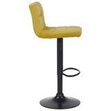thumbnail of Décoshop26 - Tabouret de bar en velours jaune avec pieds en métal noir assise rembourée repose-pieds pivotant TDB10182