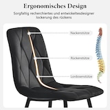 thumbnail of Esszimmerstuhl 4er Set Samt Schwarz 86x46x43 cm mit Fischgrätenmuster Polsterung und Rückenlehne, Metallbeine, modern für Küche Büro