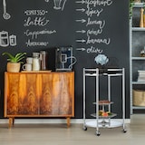 thumbnail of Relaxdays Servierwagen rund, Barwagen mit 2 Etagen, Stahl, verspiegelte Ablagen, Teewagen mit Rollen, 75 x 50 cm, silber