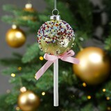 thumbnail of Weihnachtsbaumschmuck Lolli Cake Pop mit Perlen Glas H: 16cm gold