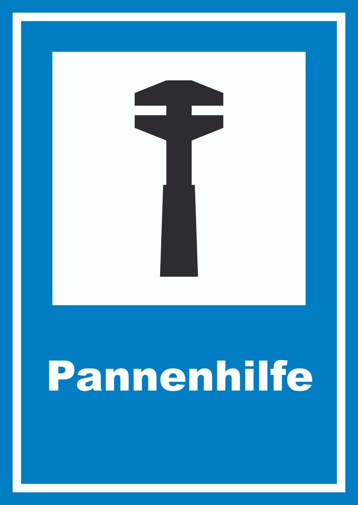 Pannenhilfe Schild A4 Rückseite selbstklebend