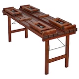 thumbnail of METRO PROFESSIONAL Conjunto de 3 peças de mesa e bancos para exterior, 1 mesa 180 x 70 cm, 2 bancos 180 x 27.5 cm, castanho escuro