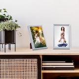 thumbnail of Relaxdays Bilderrahmen 2er Set, 10x15 cm, Passepartout 9x13 cm, Glasscheibe, Fotorahmen zum Stellen & Hinhängen, silber