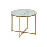 thumbnail of Almaz Ecktisch Ø 50 cm in Glas mit Marmor print und einem Gestell aus goldenen Chrom.