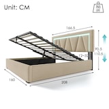 thumbnail of Merax Polsterbett LED Doppelbett mit USB Typ C Ladefunktion und LED-Beleuchtung, Leinen 160x200 (Ohne Matratze) Beige