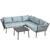 thumbnail of Outsunny Conjunto de Muebles de Ratán 4 Piezas Set de Muebles de Jardín 2 Sofá de 2 Plazas Sofá de Esquina Mesa de Centro con 6 Cojines Acolchados
