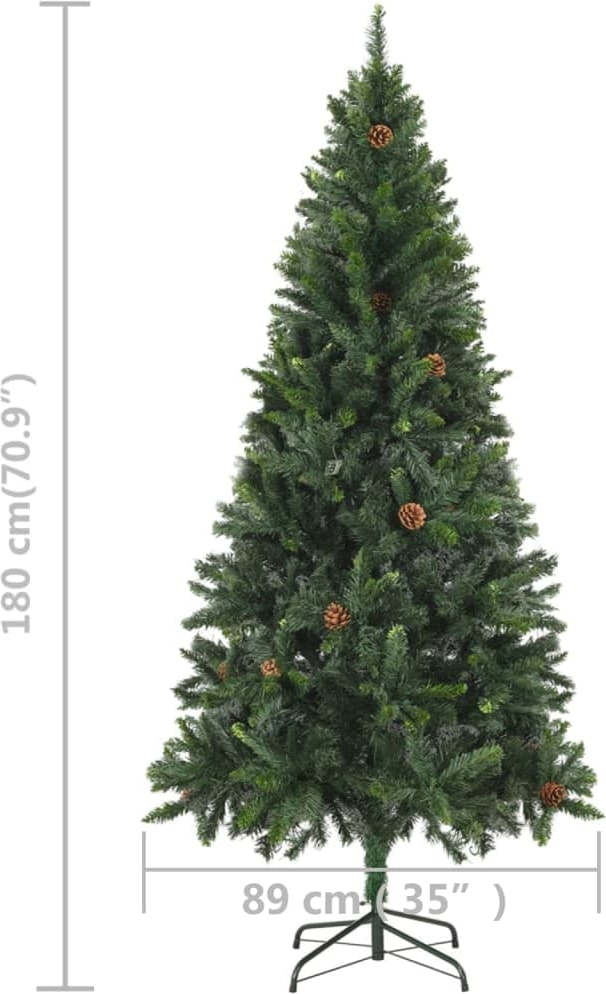 Ein künstlicher Weihnachtsbaum mit Zapfen.