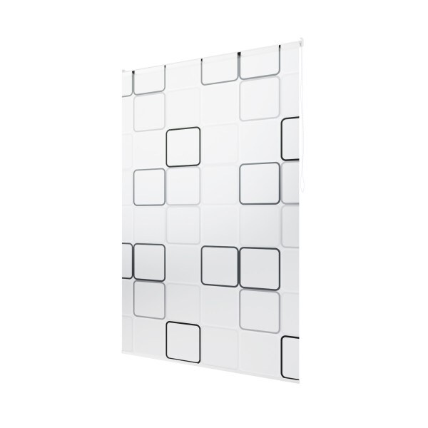 Basic Duschrollo 180x240 cm breit Modell Quadro hellgrau schwarz Duschvorhang
