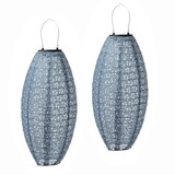 thumbnail of LED Solar Lampions oval Blumenmuster blau 40cm Balkon Terrasse 2St
