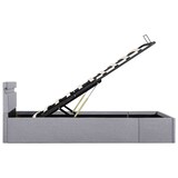 thumbnail of vidaXL Bett mit Bettkasten Hydraulisch LED Hellgrau Stoff 90x200 cm