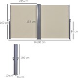 thumbnail of Toldo Lateral Retráctil 600x160 cm Pantalla de Privacidad Extensible con Ángulo Ajustable y Protección UV 50+ para Jardín Balcón Terraza