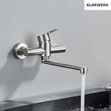 thumbnail of MAX | torneira misturadora degastro  montagem de parede prata|cozinha profissional em aço inoxidável longa e plana|torneira de restaurante bico reto