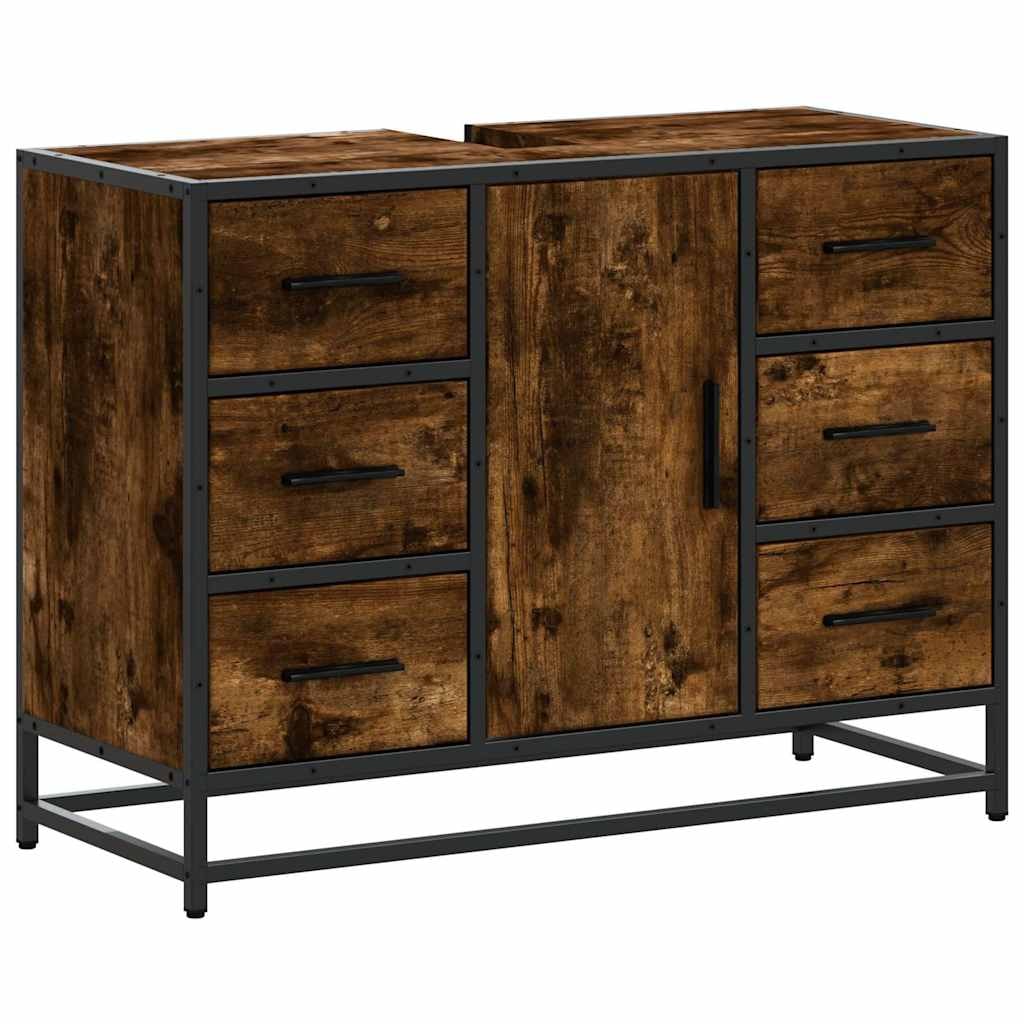 vidaXL Waschbeckenunterschrank Räuchereiche 80x33x60 cm Holzwerkstoff