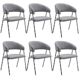 thumbnail of tectake Eetkamerstoel Bedano, gestoffeerd, geweven stof, 150 kg - grijs, Set van 6 - 405519