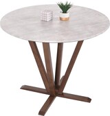 thumbnail of Bistrotisch HWC-M56, Tisch Esstisch, Massiv-Holz HPL Laminat Melamin Ø92cm, Beton-Optik, braunes Gestell