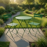 thumbnail of ZIK Juego de mesa y sillas plegables de jardín Muebles de comedor Contract de acero Diseño moderno Ahorro de espacio al aire libre - Verde