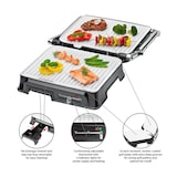 thumbnail of Clatronic KG 3571 Doppelter Elektrogrill, kippbarer Deckel, Antihaft-Keramik-Grillplatte, regelbarer Thermostat 2000W Silber