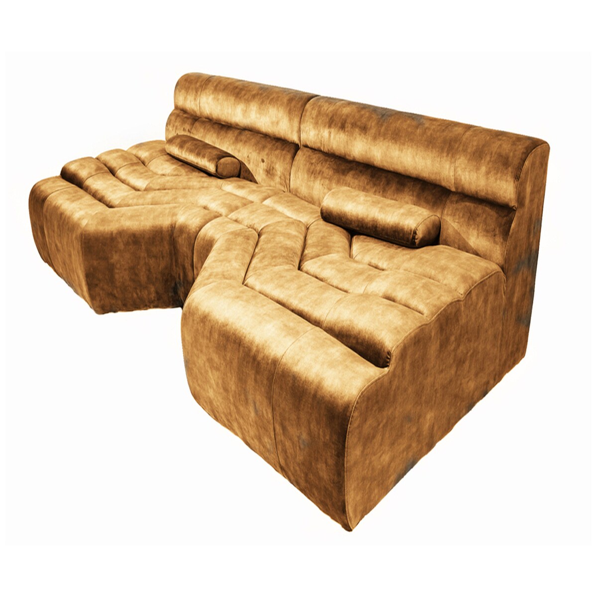 KAWOLA Big Sofa TARA Wohnlandschaft Velvet Vintage gold 286x76x143cm (B/H/T)