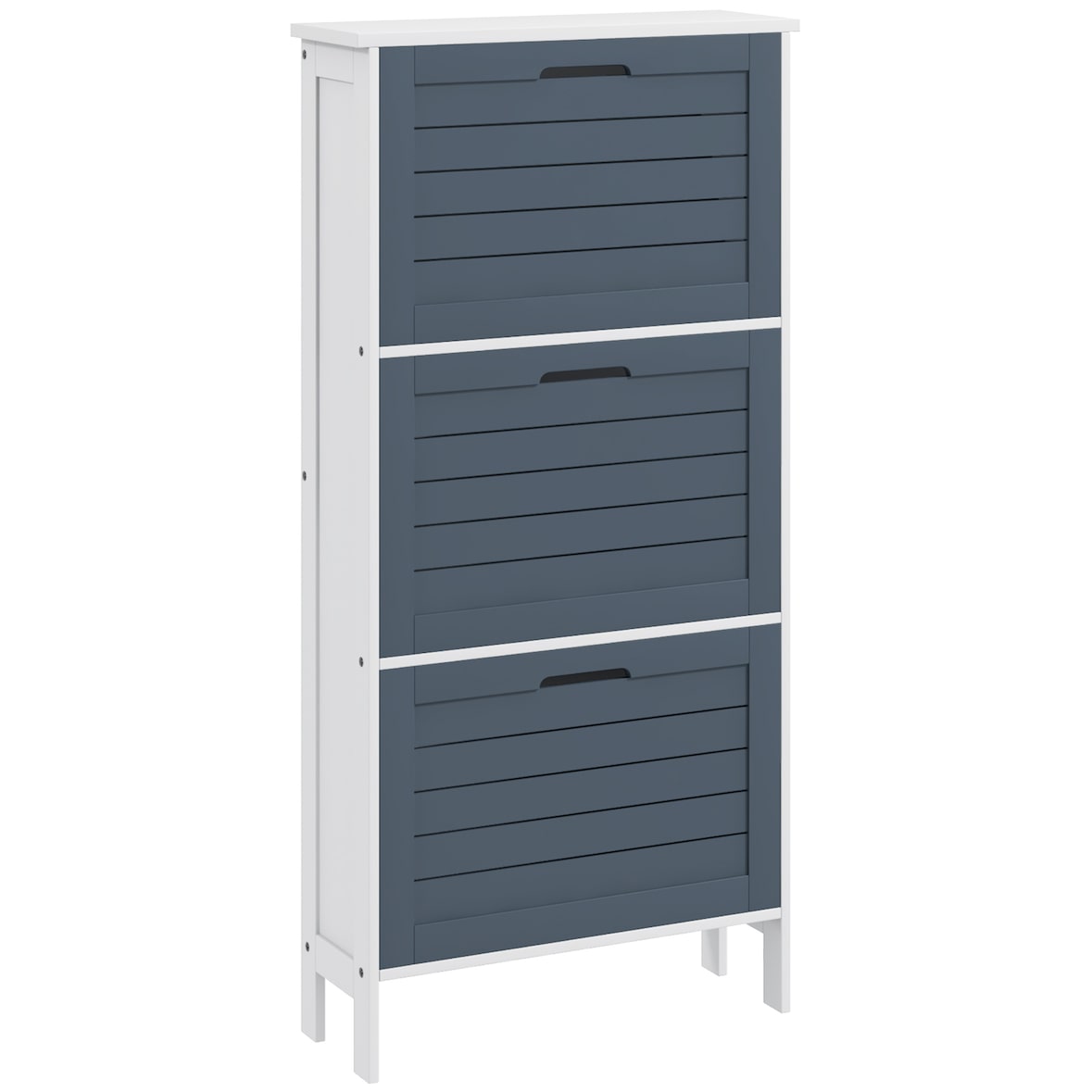 HOMCOM mueble zapatero estrecho armario zapatero alto con 3 cajones abatibles para 6 pares de zapatos para entrada pasillo 53x18x108,5 cm gris