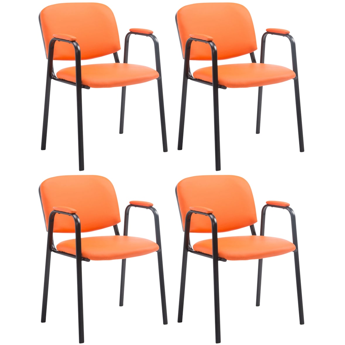 4er Set Stapelstühle Ken Pro Kunstleder orange