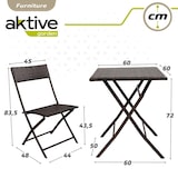 thumbnail of Conjunto de mesa e cadeiras de terraço dobrável de vime Aktive