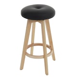thumbnail of Barkruk Navan, barkruk counter stool, hout imitatieleer draaibaar ~ zwart, lichtgekleurde poten
