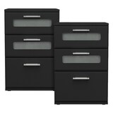 thumbnail of Nachttisch mit drei Schubladen 40x60x38 cm schwarz aus Holz