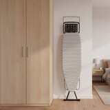 thumbnail of Relaxdays Bügelbrett für Dampfbügeleisen, 110x33 cm, höhenverstellbar, klappbar, Ablage, Bügeltisch gestreift, grau-weiß