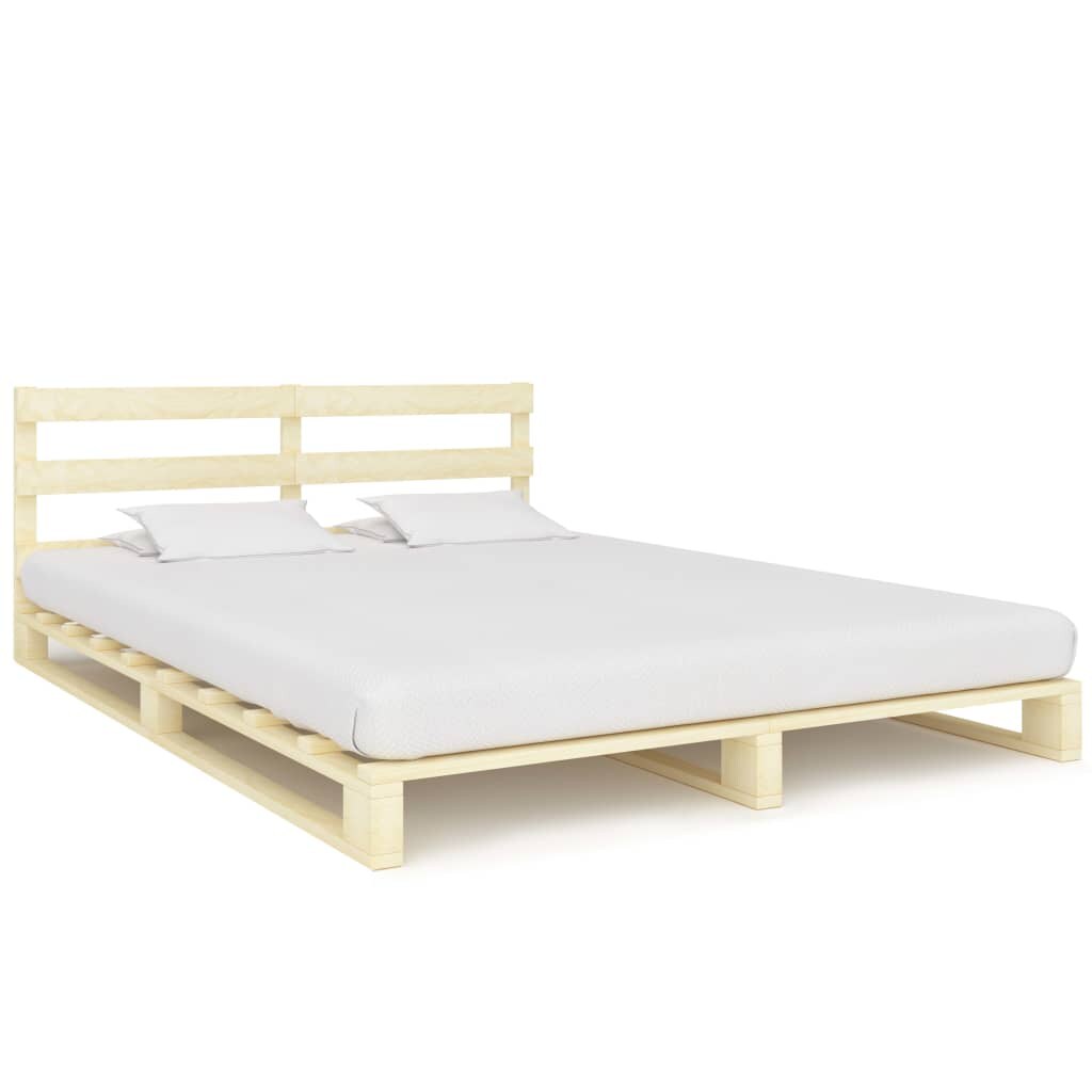 Cadre de lit de palette sans matelas 140x200 cm bois massif pin Modèle Dervelor