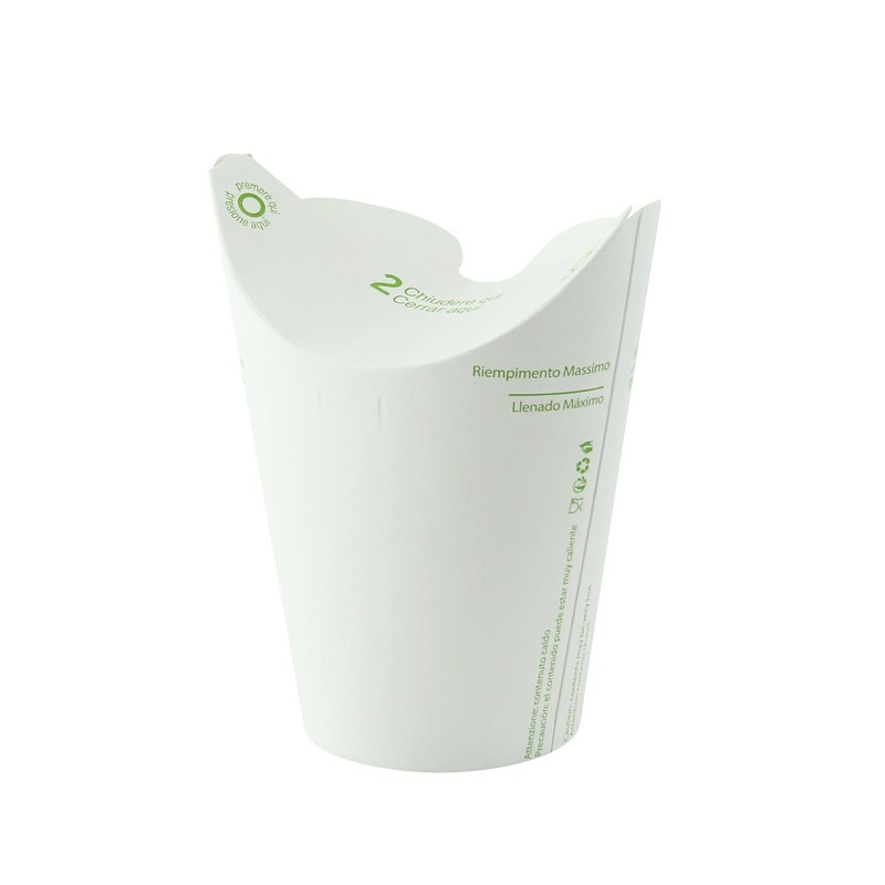 FHC - 500Pcs - Pot Nolida blanc en carton à fermeture intégrée  Ø 10,2cm H81mm 250ml